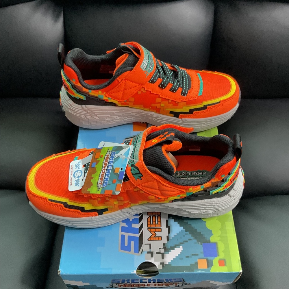 Skechers Kids' Mega-Craft 4K Sneakers Orange Black Size 2.5 Youth - Picture 7 of 10
